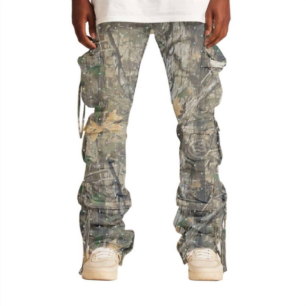 NEW EMBELLISH men's hawk cargo flare jeans in iced tree camo